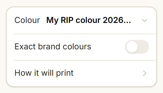 The Colour row shows My RIP colour