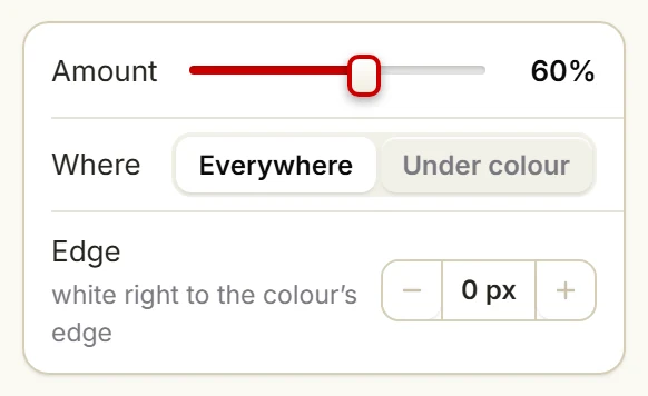 White: Amount, Where, Edge