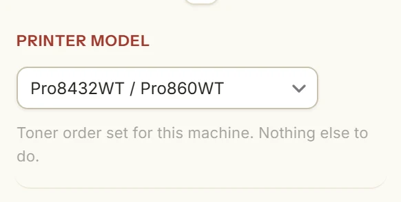 Printer model: Pro8432WT / Pro860WT