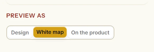 Preview as: Design, White map, On the product