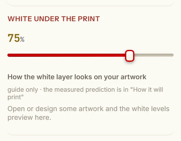 White under the print, 75%