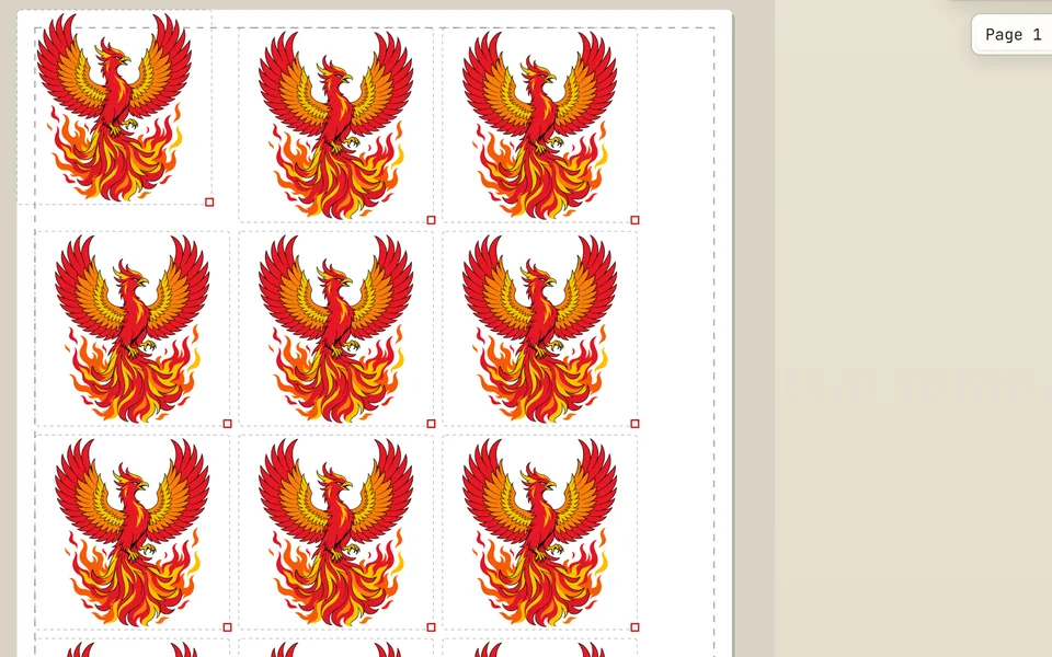 Design RIP: Fill the roll, a DTF roll filled with the phoenix design, in the app