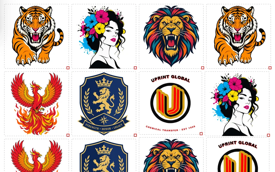 Studio RIP: a gang sheet of six UPrint designs, in the app