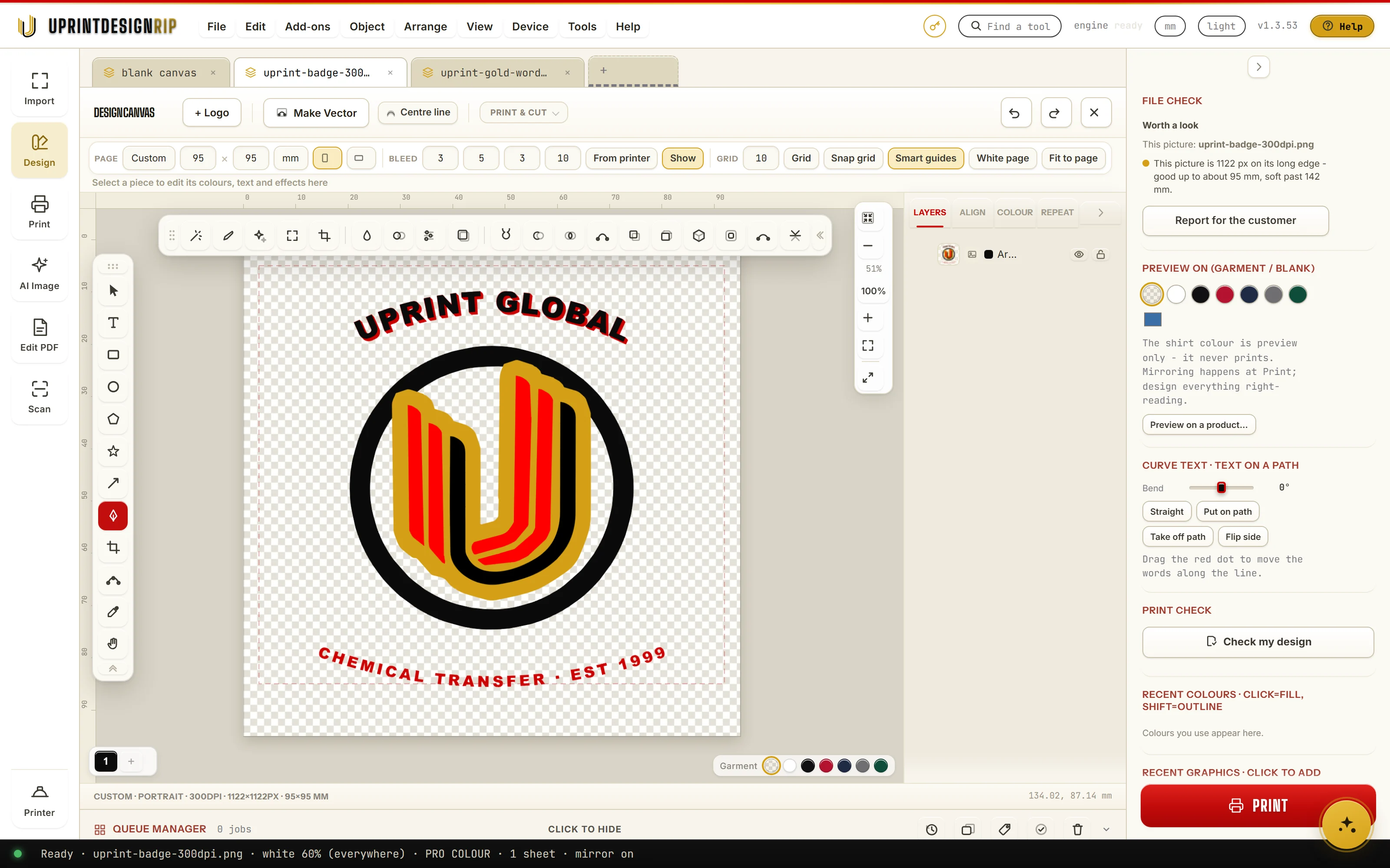Design it here too: Design canvas in UPrint Design RIP