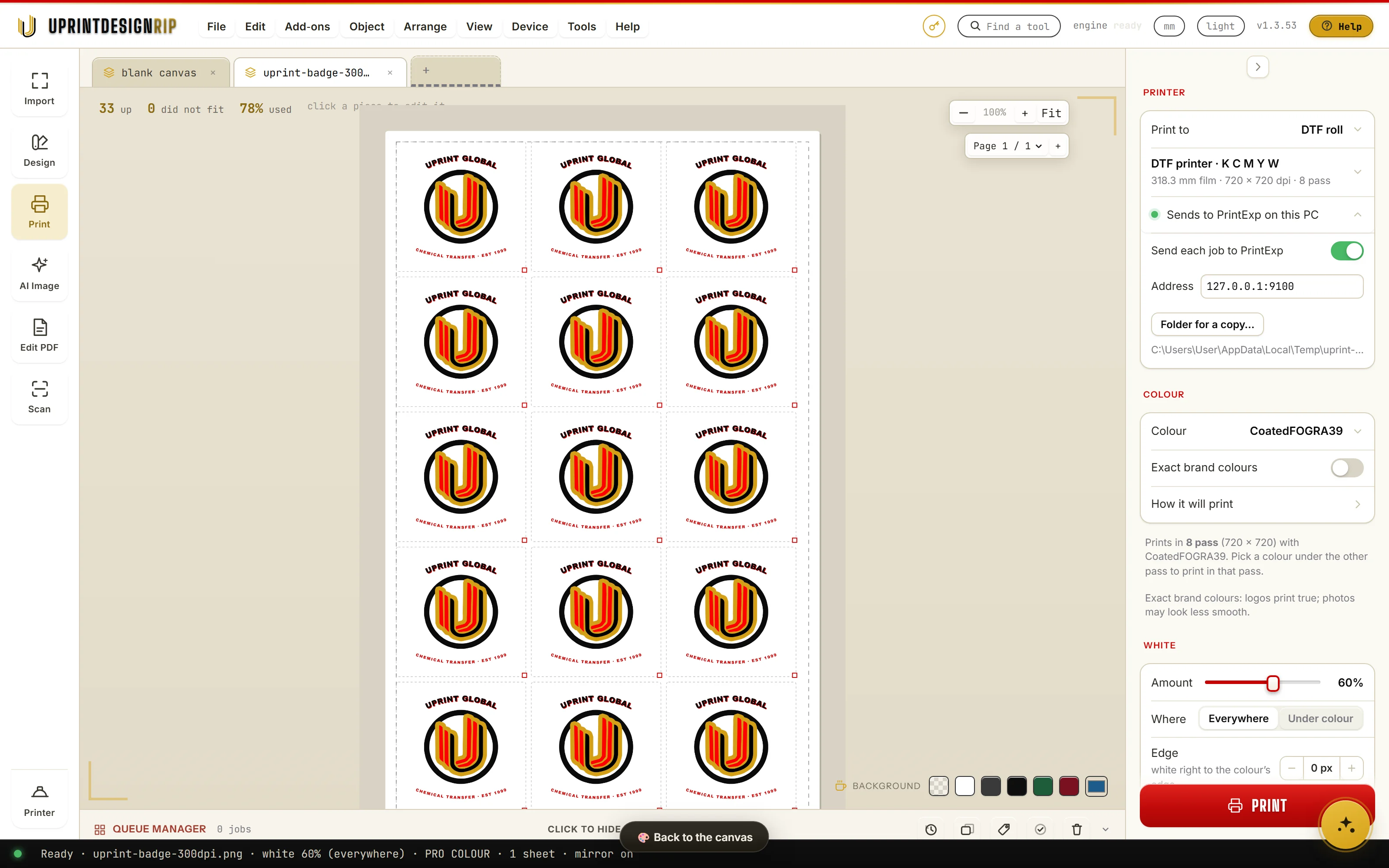 Straight to PrintExp: Send to PrintExp in UPrint Design RIP