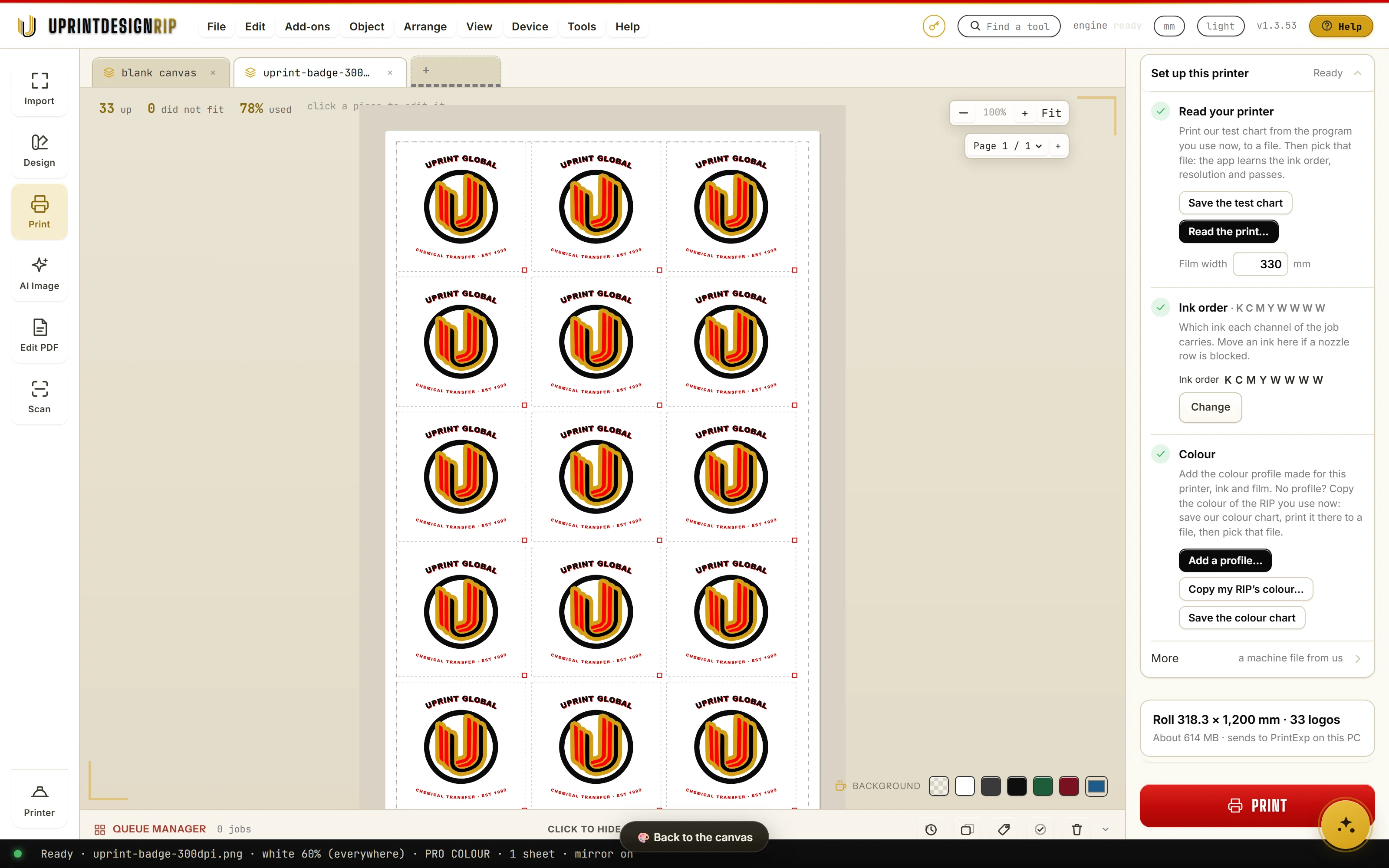 Copy your old RIP's colour: Copy my RIP's colour in UPrint Design RIP