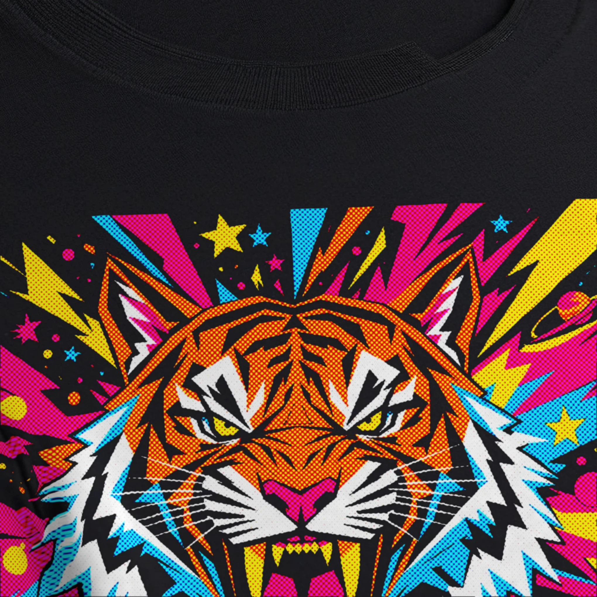 Halftone styles: Mockup: the app's real halftone dots on a blank shirt