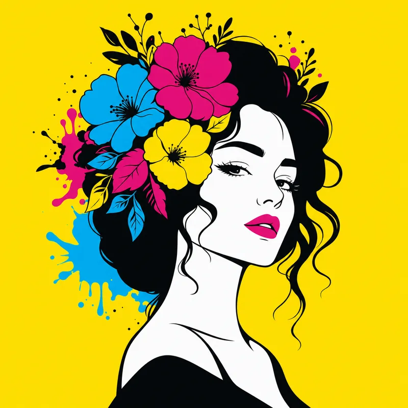 Example artwork on the Design RIP canvas: the flower lady picture